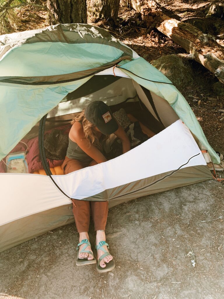 Evening in the tent camping