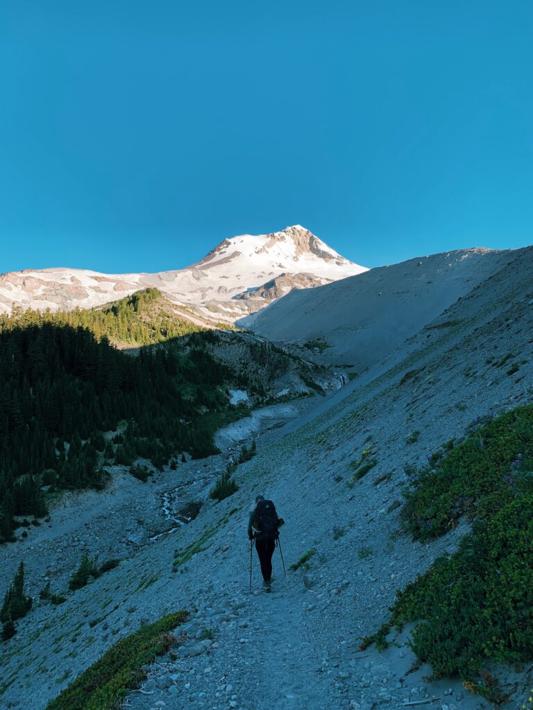 Blue sky Mt Hood in the morning