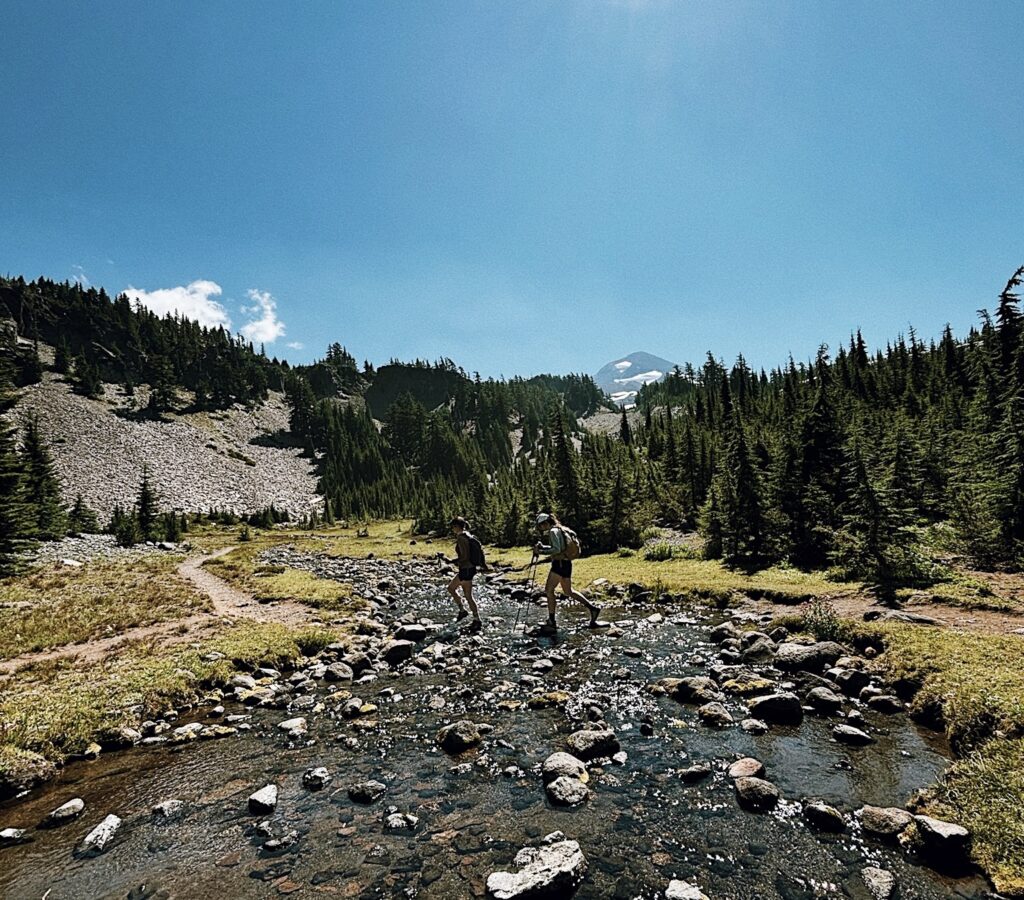 A mega day hike on the PCT crossing a creek